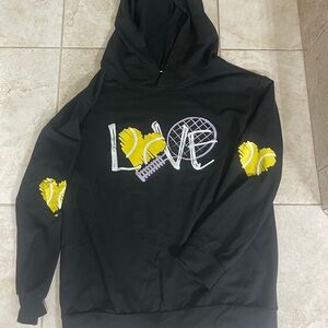 Black Hoodie with Tennis Love Design